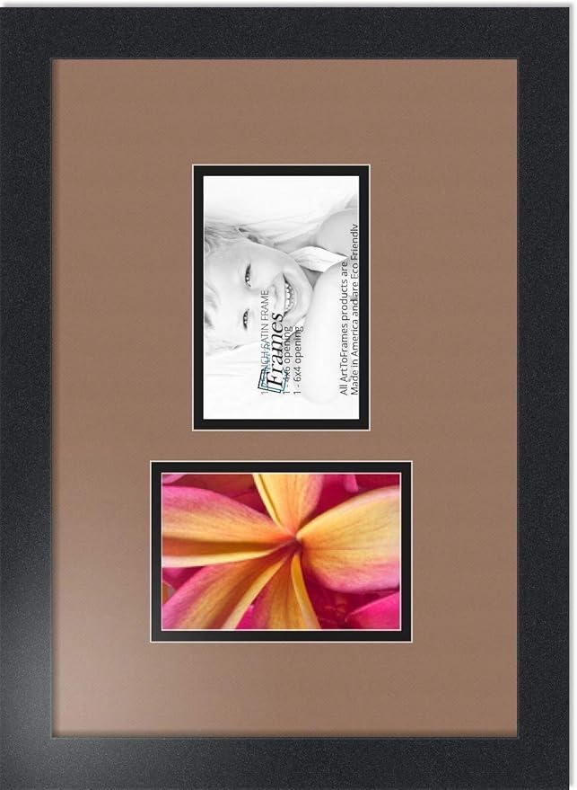 ArtToFrames Collage Photo Frame Double Mat with 2 - 4x6 Openings and Satin Black Frame