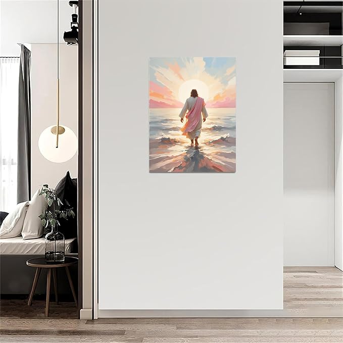 Christian Wall Art Print, Religious Scripture Biblical Decor, Faith-Based Inspirational Landscape with Cross, Digital Printed Canvas Poster for Church, Home Chapel, Prayer Room Decor