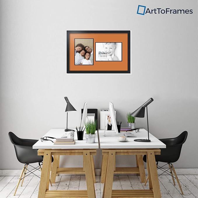 ArtToFrames Collage Photo Frame Double Mat with 2 - 8.5x12 Openings and Satin Black Frame
