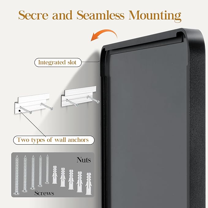 20×28 Black Bathroom Mirror, Rectangular Bathroom Vanity Mirror for Wall with Rounded Corners & Aluminum Alloy Frame, Tempered-Glass, Modern, Farmhouse, Horizontal/Vertical, Entryway, Bedroom