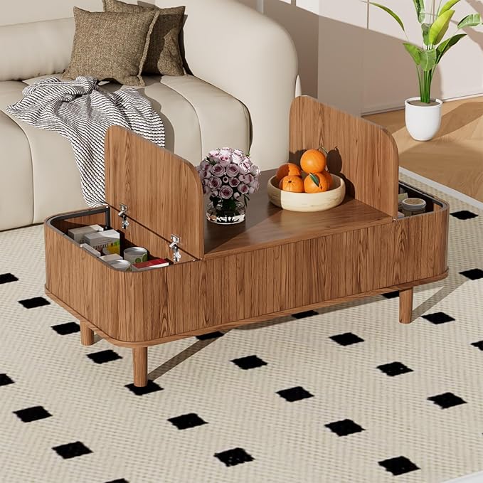 Walnut Coffee Table with Storage, Lift Top Coffee Table, Mid Century Modern Coffee Tables, Lift up Center Table for Living Room