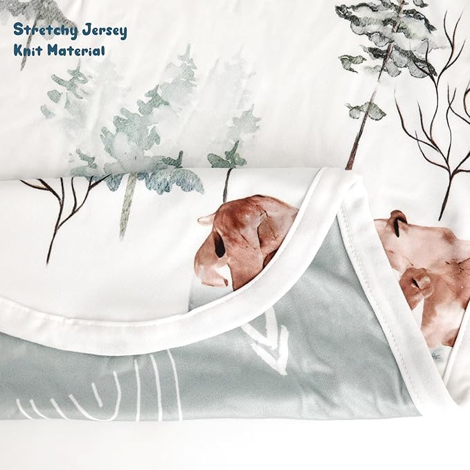 GRSSDER Baby Blankets 2 Pack Super Soft Jersey Knit Swaddle Blankets for Baby Girls and Boys, Double Layer Receiving Blankets 34 x 44 Extra Large for Swaddling, Bear & Snow Wolf