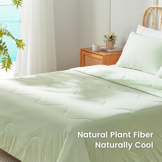 Snuggle Sac Cooling Comforter King Size, Breathable Cooling Blankets for Hot Sleepers and Night Sweats, Soft Lightweight King Size Blankets, 106x90 Inches, Sage Green