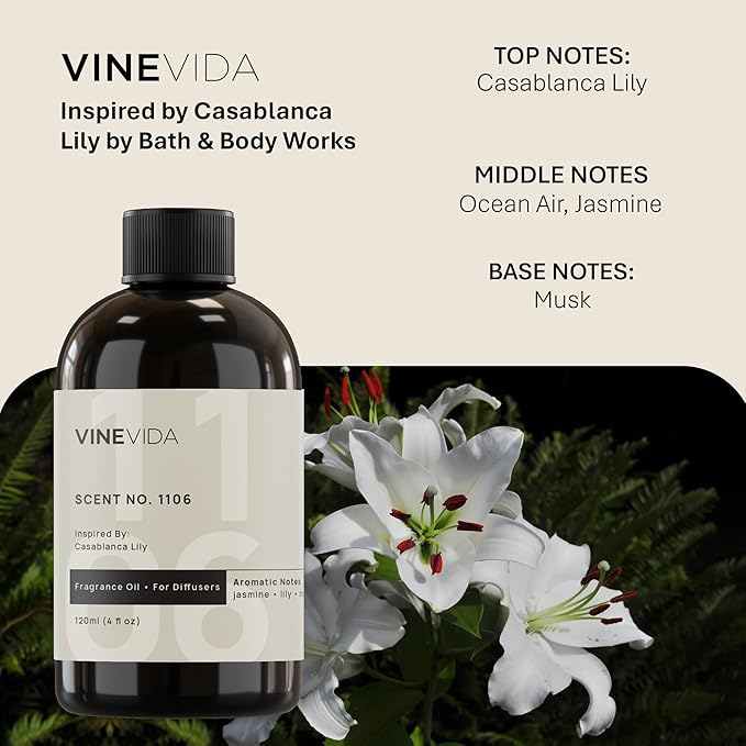 VINEVIDA [16 Fl Oz] Scent NO. 1106 Fragrance Oil for Cold Air Diffusers, Aromatic Notes of Citrus, Green, Floral, Sugar & Vanilla Essential Oils for Diffuser Oil Refill & Air Freshener Room Spray