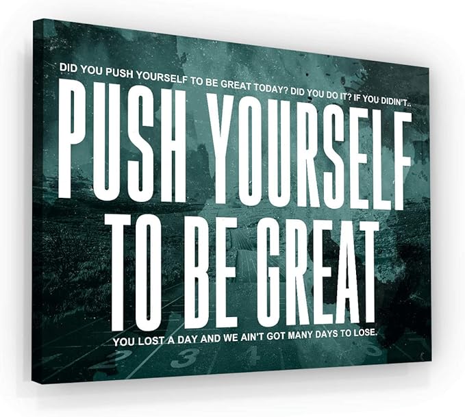 SuccessHunters Push Yourself Motivational Canvas Print Wall Office Decor Modern Art Inspiration Sports Motivation Quote Inspirational Quotes Sport Fitness (12" x 18")