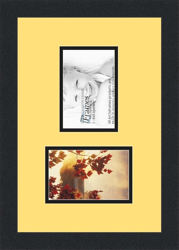 ArtToFrames Collage Photo Frame Double Mat with 2 - 4x6 Openings and Satin Black Frame