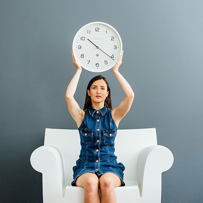 NEWGATE® Number Three Echo Wall Clock | Modern Round Clock | 14.5 inch | White | Easy to Read Numbers | Ideal for Kitchen, Living Room or Office