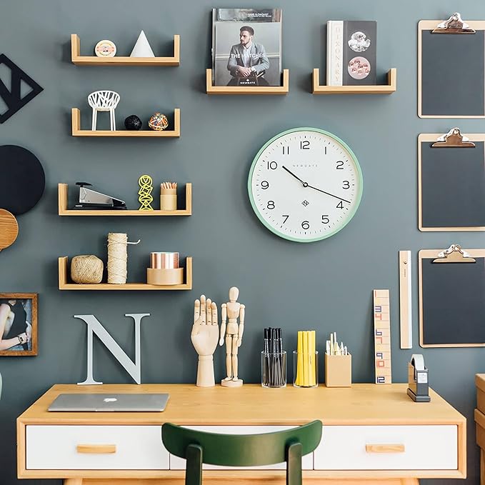 NEWGATE® Number Three Echo Wall Clock | Modern Round Clock | 14.5 inch | Neo Mint | Easy to Read Numbers | Ideal for Kitchen, Living Room or Office