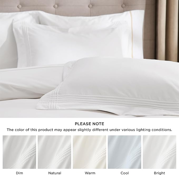 Bedsure Luxury Hotel Duvet Cover Queen Size, 100% White Cotton Rope Weave Bedding Set, Includes 1 Duvet Cover 90x90 Inches with Hidden Zipper & 2 Pillow Shams, Comforter Sold Separately