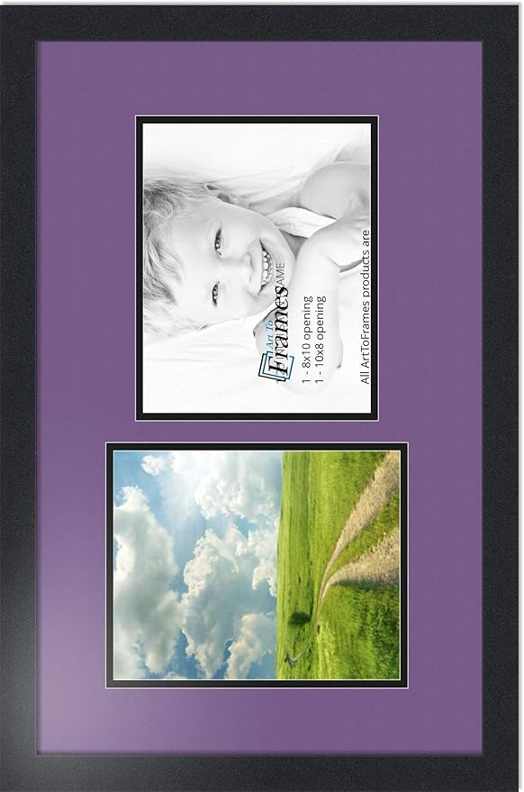 ArtToFrames Collage Photo Frame Double Mat with 2 - 8x10 Openings and Satin Black Frame