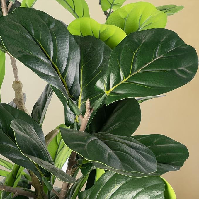 Artificial Fiddle Leaf Fig Tree, 4FT Faux Ficus Lyrata Plant Tall Fake Tree for Home Decor Artificial Tree for Indoor Office Living Room (Fiddle Leaf Fig Tree, 4 FT)