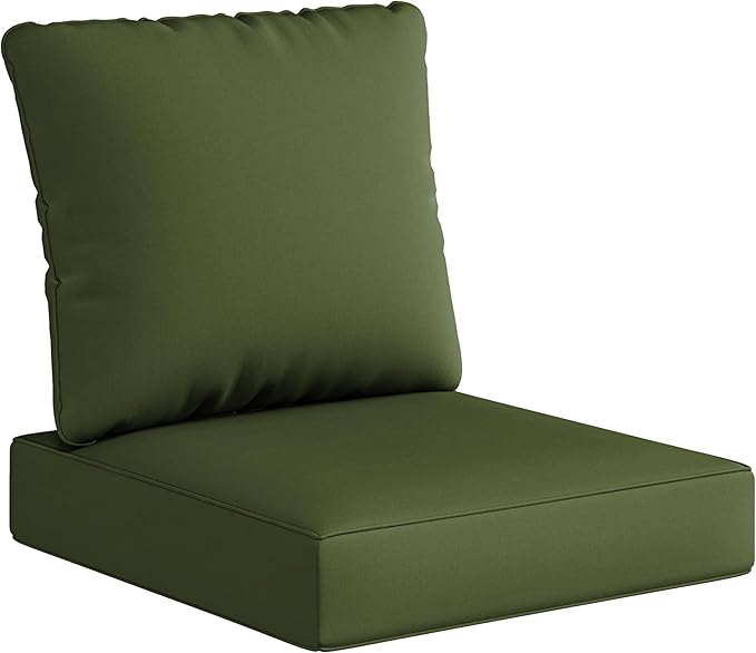 UIXE 24.5" Deep Seat Outdoor Cushion Set with Back Pillows, Patio Furniture Cushions, Sectional Sofa Bistro Chair Cushion - Green, Set of 4