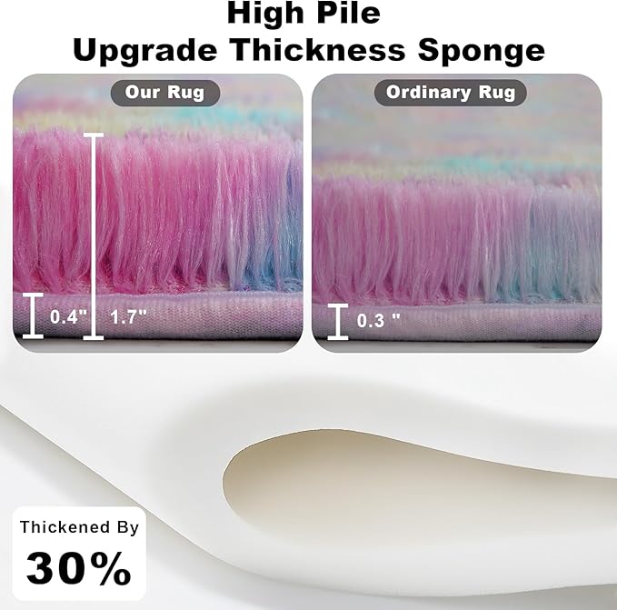 Rainbow Area Rugs for Girls Bedroom, 6x9 Fluffy Fuzzy Shaggy Carpet for Kids Playroom Nursery Living Room, Thick Soft Plush Mat for Kids Baby Boys Teen Dorm Home Decor Aesthetic