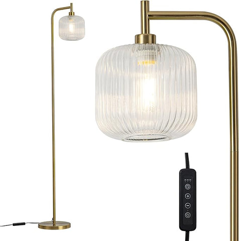 MAYNA Glass Floor lamp Living Room, Modern Vertical lamp, Remote Control Switch with Glass lampshade, 67-inch high lamp Suitable for Bedroom and Study (2700K LED Bulb Included)