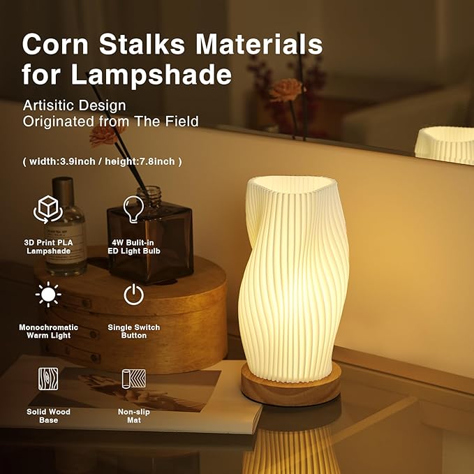 Table Lamp Bedside Lamps for Bedroom, Small Night Stands Desk Lamp, Mood Warm Cozy Lighting, Vintage Boho Cool Mid Century Modern Lamp, Aesthetic Accents Home Room Decor (Warm-A, Medium)