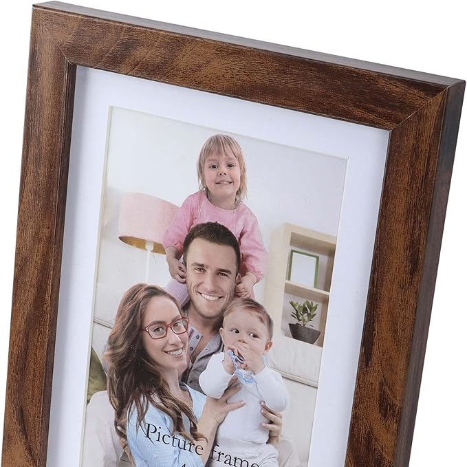 Giftgarden Brown 4x6 Picture Frame Set of 4, 5x7 Frame Matted to 4x6 Photo Rustic Walnut Frames with Mat for Wall or Tabletop Display