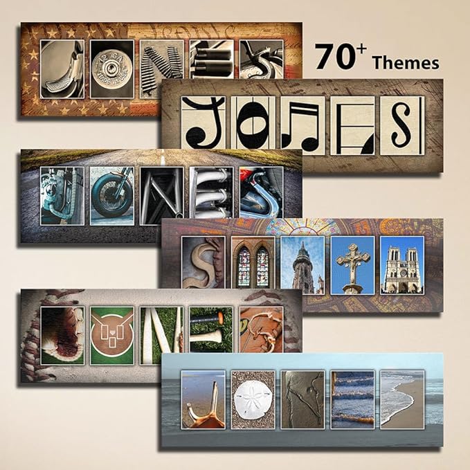 Personalized Fishing Name Alphabet Art - Perfect for The Man cave, Office, or Boy's Room. (Block Mount - 6.5 x 18)