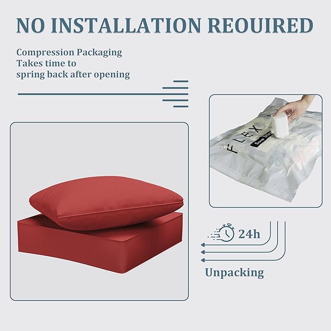 Outdoor Seat Cushion Set 24 x 24 x6.5 Inch Splash-Proof & Fade Resistant Patio Furniture Cushions with Removable Cover Deep Seat & Back Cushion with Straps for Chair Sofa Couch