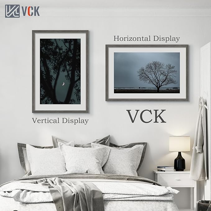 VCK 24x36 Poster Frame 5 Pack, Gray Solid Wood Picture Frame, Exclusive Wood Grain, Wall Mounting Hanging