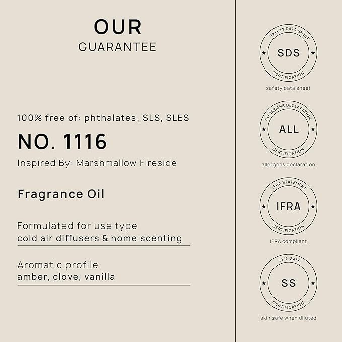 VINEVIDA [16 Fl Oz] Scent NO. 1116 Fragrance Oil for Cold Air Diffusers, Aromatic Notes of Amber Clove Vanilla, Essential Oils for Diffuser Oil Refill & Air Freshener Room Spray
