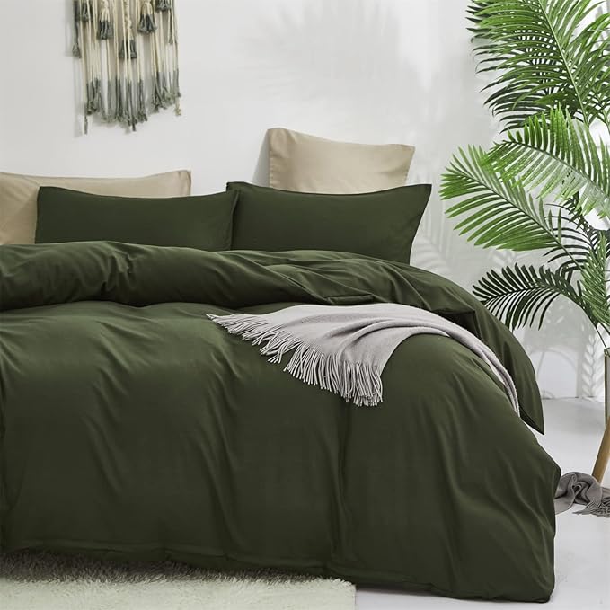 Luxlovery Army Green Comforter Cal King Dark Green Bedding Comforter Set California King Olive Bedding Set Soft Breathable Quilts Bedding Set Women Men
