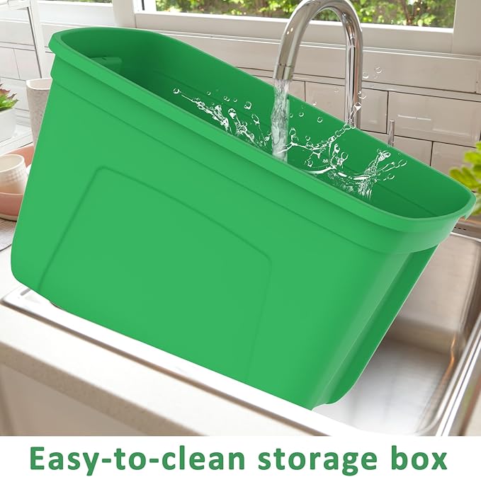 Storage Totes with Lids - Made in USA 18-Gallon (72-Quart) 4-Pack storage bins with lids plastic storage containers large storage boxes for Organizer Green/Green