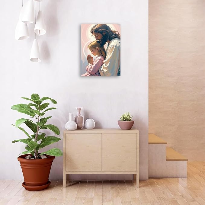 Christian Wall Art Print, Religious Scripture Biblical Decor, Faith-Based Inspirational Landscape with Cross, Digital Printed Canvas Poster for Church, Home Chapel, Prayer Room Decor