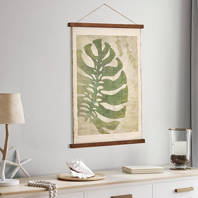 American Art Decor Leaf Wall Scroll Tapestry with Rope