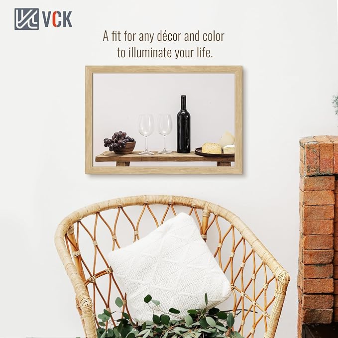 VCK 16x24 Oak Wood Frame for Poster & Picture, Natural Solid Wood Photo Frames 5 Pack, Wall Gallery Frame
