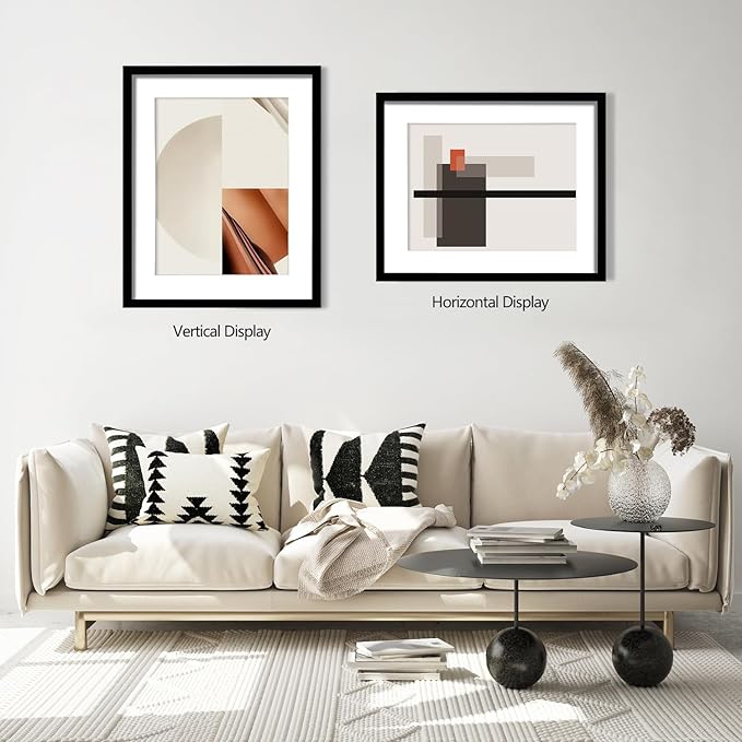 24x30 Picture Frame Set of 5, Black Poster Frame, Display Pictures 18 x 24 with Mat or 20 x 30 Without Mat for Horizontal or Vertical Wall Mounting, Wall Gallery Frame