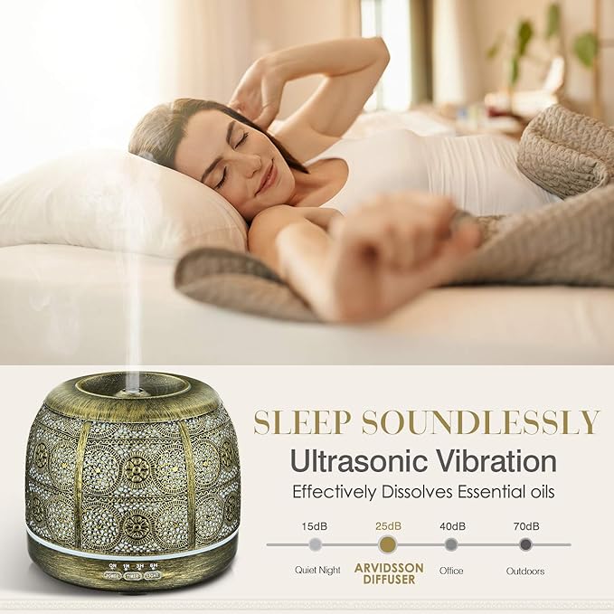ARVIDSSON 500ml Essential Oil Diffusers for Large Room, Metal Diffusers for Essential Oils, Ultrasonic Aromatherapy Diffuser for Home Office, Gift for Women and Men