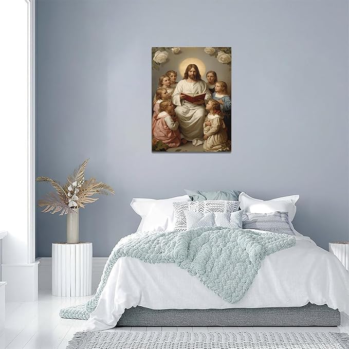 Christian Wall Art Print, Religious Scripture Biblical Decor, Faith-Based Inspirational Landscape with Cross, Digital Printed Canvas Poster for Church, Home Chapel, Prayer Room Decor
