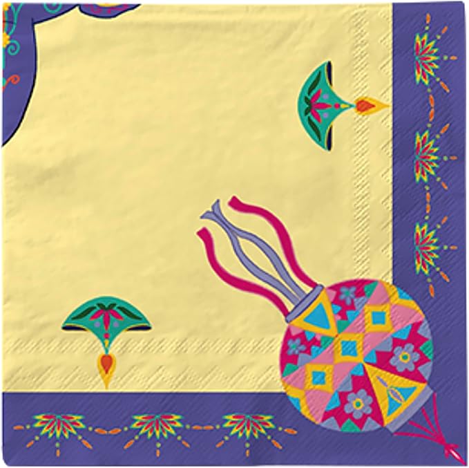 Diwali Tableware Pack: Disposable Paper Plates, Napkins and Cups Set for 20