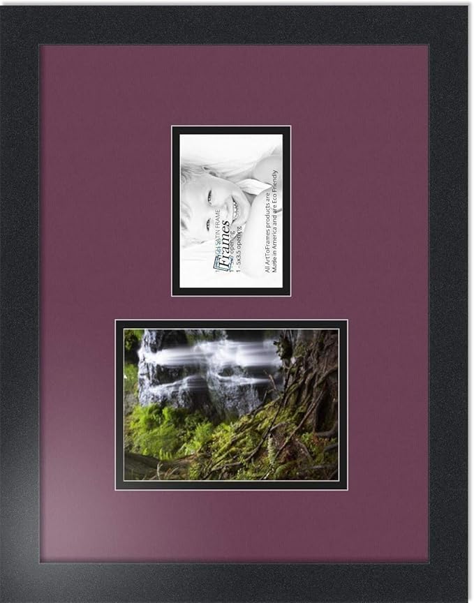 ArtToFrames Double-Multimat-109-815/89-FRBW26079 Collage Photo Frame Double Mat with 1-3.5x5, 5x7 Openings and Satin Black Frame