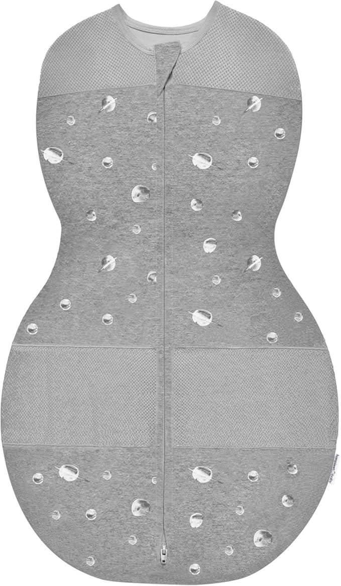 Happiest Baby Sleepea 5-Second Swaddle - 100% Organic Cotton Baby Swaddle Blanket - Doctor Designed Promotes Healthy Hip Development (Graphite Planets, Small)