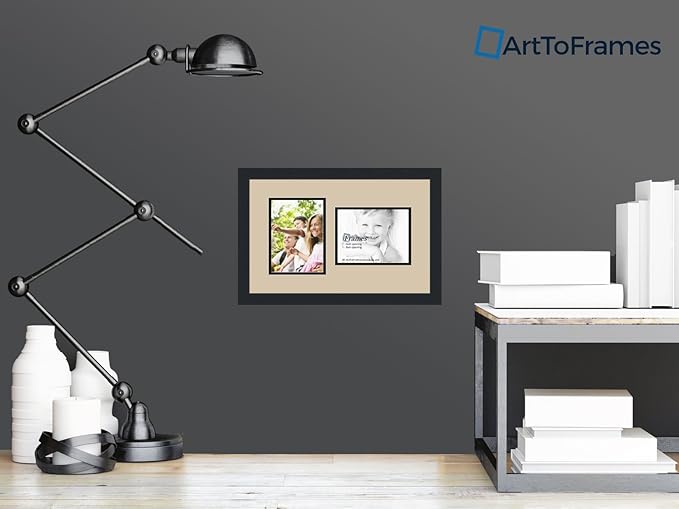 ArtToFrames Collage Photo Frame Double Mat with 2-6x8 Openings and Satin Black Frame