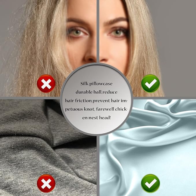 Mulberry Silk Pillowcase for Hair and Skin Standard Size 20"X 26" with Hidden Zipper Soft Breathable Smooth Cooling Pillow Covers for Sleeping(Haze Blue,1Pcs)