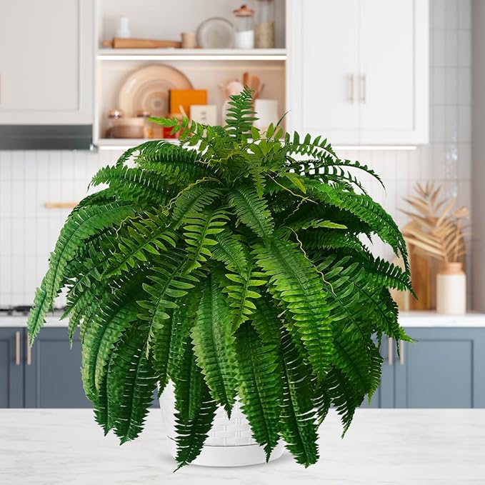 WAYNHUI Silky Artificial Boston Fern Bush, 48Inch Artificial Plants, Suitable for Decorating Office, Patio, Living Room Faux Greenery, 88Branches (88 Branches 1pack)