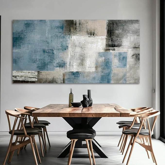 SDYA Blue Wall Art Abstract Canvas Wall Art Navy Wall Decor Wall Decorations for Girl Room Hand Painted Pictures for Bedroom Home Decor Living Room 29x58 In