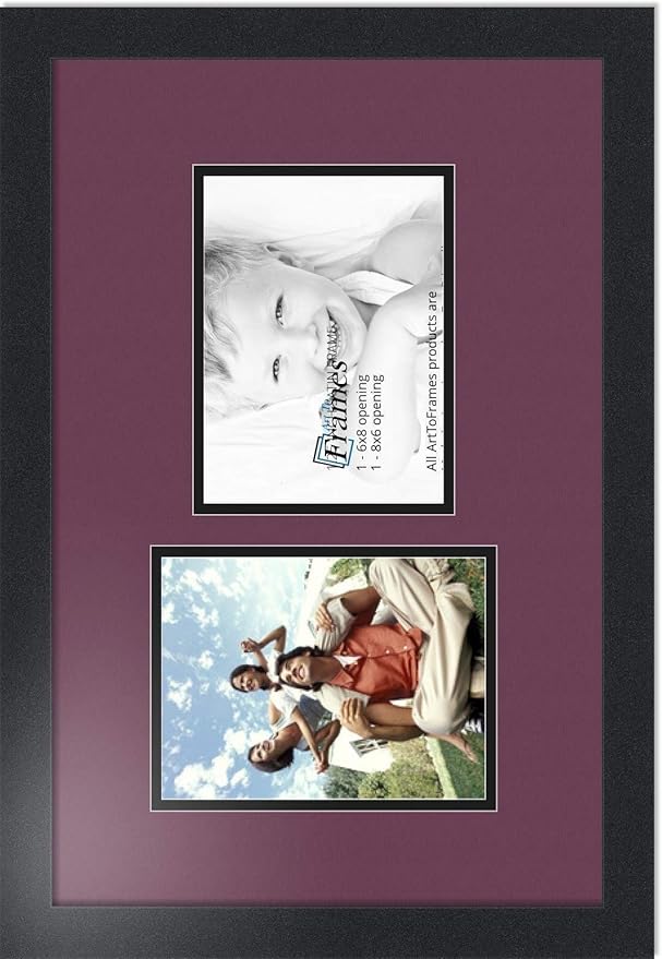 ArtToFrames Collage Photo Frame Double Mat with 2 - 6x8 Openings and Satin Black Frame