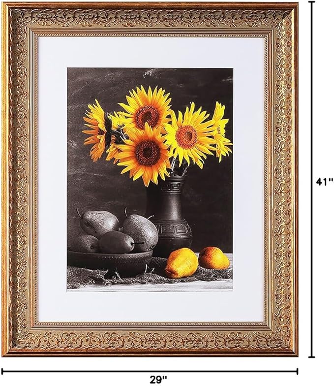 24 x 36 Frame 2-1/2" 24x36 Gold Frame.24x36 Poster Frame.24 x 36 Picture Frames for Wall Mounting.Large Ornate 36x24 Canvas Oil Painting Frames Gothic Vintage Antique Luxury 1556.Baroque Wood Alternative-Polystyrene for Photo,Diploma,Puzzle,TV