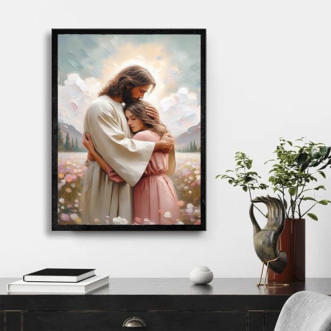 Christian Wall Art Print, Religious Scripture Biblical Decor, Faith-Based Inspirational Landscape with Cross, Digital Printed Canvas Poster for Church, Home Chapel, Prayer Room Decor