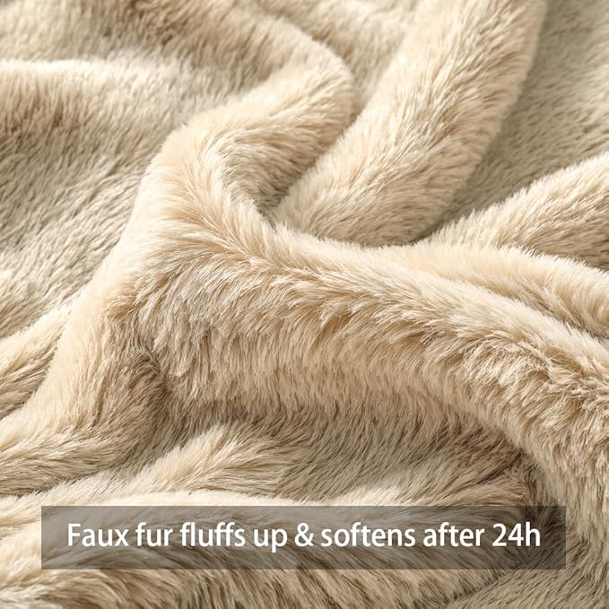 4TH Emotion Fall Pumpkin Decorative Pillow Covers 18x18 Set of 2, Beige Soft Plush Faux Fur Wool Farmhouse Throw Cushion Cases for Autumn Thanksgiving Holiday Home Decorations
