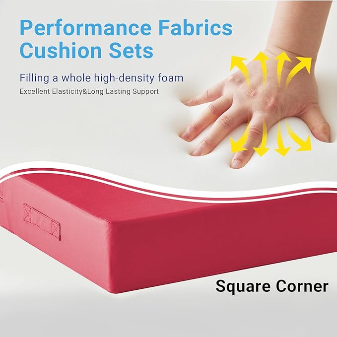 Outdoor Cushions for Patio Furniture,Outdoor Seat Cushion Set 24 x 24 x 4 Inch,Waterproof & Fade Resistant Outdoor Chair Cushions,Deep Patio Chair Cushion with Removable Cover,Burgundy