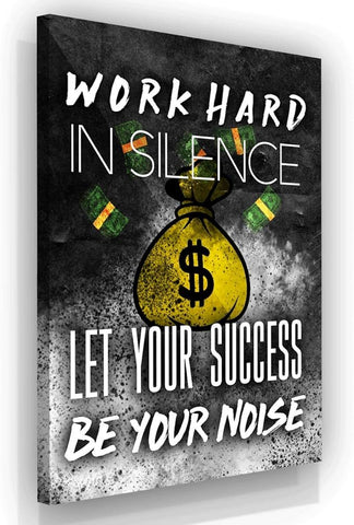 Motivational Wall Canvas Print Entrepreneur Work Hard Office Decor Modern Art Home Money Inspiration Success Motivation Inspire Entrepreneur (48" x 36")