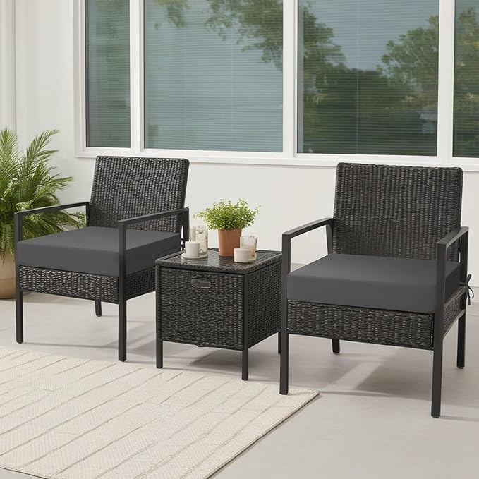 idee-home Outdoor Cushions for Patio Furniture, Outdoor Seat Cushion, Waterproof Couch Hampton Bay Deep Seat Replacement Chair Cushions for Garden Lawn Backyard Deck, 24 x 26 Dark Grey