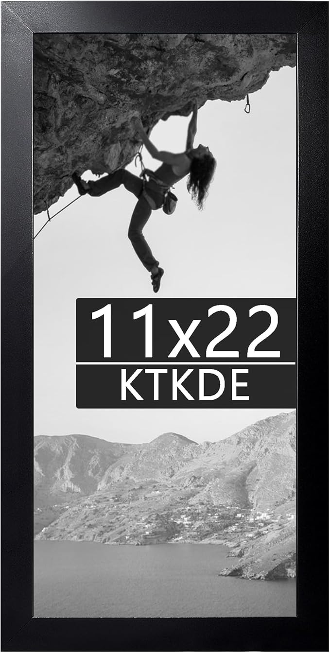 KTKDE 11x22 Newspaper Frame wooden Black with Polished Plexiglass,Poster Frame Studio Gallery Horizontal and Vertical Art Prints of The Walls