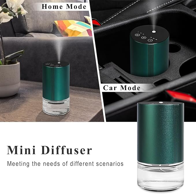 Essential Oil Diffuser, Waterless Scent Diffusers for Home Large Room, Rechargeable Atomizing Humidifier with 7-Color Night Light, Ultrasonic Air Freshener Machine (Green)