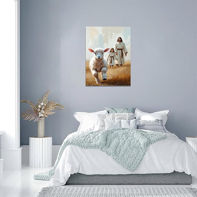 Christian Wall Art Print, Religious Scripture Biblical Decor, Faith-Based Inspirational Landscape with Cross, Digital Printed Canvas Poster for Church, Home Chapel, Prayer Room Decor
