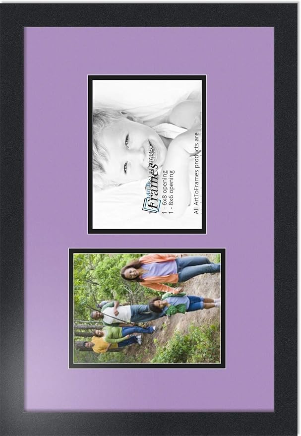 ArtToFrames Collage Photo Frame Double Mat with 2 - 6x8 Openings and Satin Black Frame